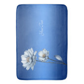 Blue Watercolor Flowers Bath Mat Badematte (Vorderseite Vertikal)