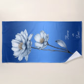 Blue Watercolor Flowers Beach Towel Strandtuch (Vorderseite)