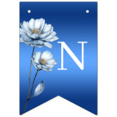 Blue Watercolor Flowers Bunting Flag Wimpelkette (Dritte Fahne)