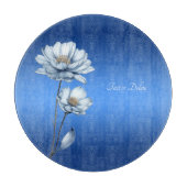 Blue Watercolor Flowers Cutting Board Schneidebrett (Vorderseite)