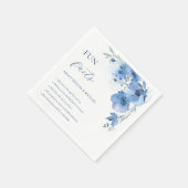 Blue Watercolor Flowers Fun Facts Wedding  Serviette (Ecke)