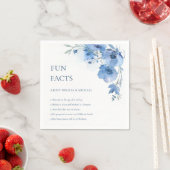 Blue Watercolor Flowers Fun Facts Wedding  Serviette (Beispiel)