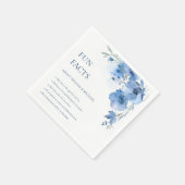 Blue Watercolor Flowers Fun Facts Wedding  Serviette (Ecke)