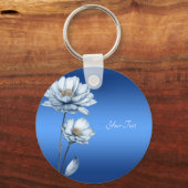 Blue Watercolor Flowers Keychain Schlüsselanhänger (Rückseite)