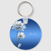 Blue Watercolor Flowers Keychain Schlüsselanhänger (Rückseite)