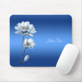 Blue Watercolor Flowers Mousepad (Mit Mouse)