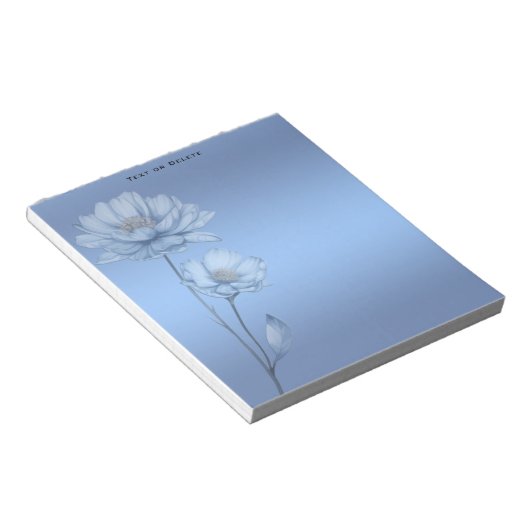 Blue Watercolor Flowers Notepad Notizblock (angewinkelt)