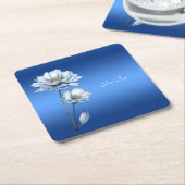 Blue Watercolor Flowers Paper Coaster Rechteckiger Pappuntersetzer (angewinkelt)