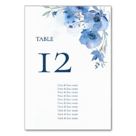 Blue Watercolor Flowers Seating Chart Tischnummer