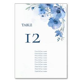 Blue Watercolor Flowers Seating Chart Tischnummer