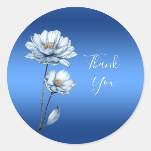 Blue Watercolor Flowers Sticker (Vorderseite)
