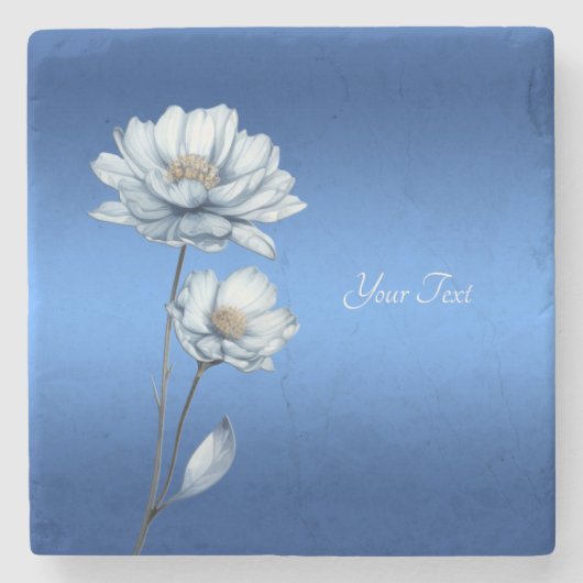 Blue Watercolor Flowers Stone Coaster Steinuntersetzer (Vorderseite)