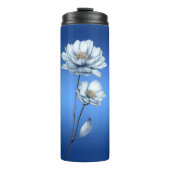 Blue Watercolor Flowers Thermal Tumbler Thermosbecher (Vorderseite)