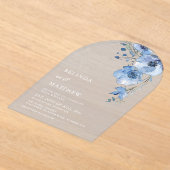 Blue Watercolor Flowers White Acryleinladungen (Ablage )