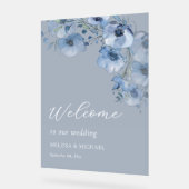 Blue Watercolor Flowers White Acrylschild (Winkel)