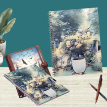 Blue Watercolor Foto Gardener Notebook