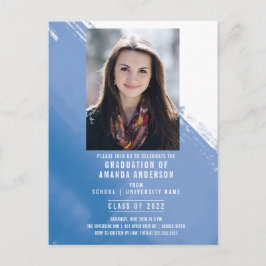 Blue Watercolor Foto Graduation Party Postkarte