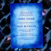 Blue Watercolor Frame Custom Bar Bat Mitzvah Einladung