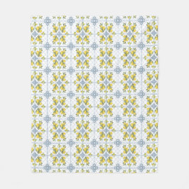 Blue Watercolor French Country Lemon Fleecedecke
