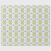 Blue Watercolor French Country Lemon Geschenkpapier (Flach)
