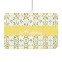Blue Watercolor French Country Lemon Name Monogram