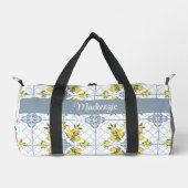 Blue Watercolor French Country Lemon Name Monogram Duffle Bag (Vorderseite)