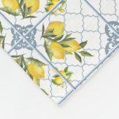 Blue Watercolor French Country Lemon Name Monogram Fleecedecke (Ecke)