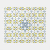 Blue Watercolor French Country Lemon Name Monogram Fleecedecke (Vorderseite (Horizontal))