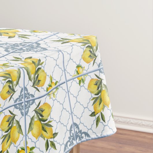 Blue Watercolor French Country Lemon Tischdecke (Beispiel)