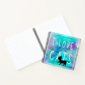 Blue Watercolor Galaxy I Liebe Cat Lover Zeichnend Notizblock (Innenseite)
