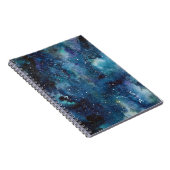 Blue Watercolor Galaxy Space Stars Initialen Notizblock (Rechte Seite)