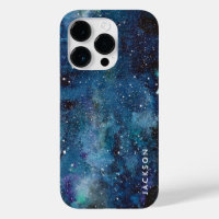 Blue Watercolor Galaxy Space Stars Name