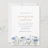 Blue Watercolor Garden Wildblumen Hochzeit Einladung (Vorderseite)