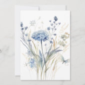 Blue Watercolor Garden Wildblumen Hochzeit Einladung (Rückseite)