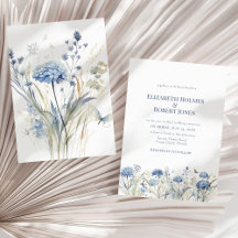 Blue Watercolor Garden Wildblumen Hochzeit