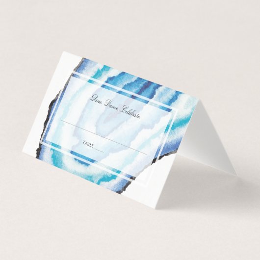 Blue Watercolor Geodes Rock Wedding (Vorderseite)