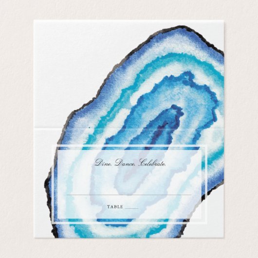 Blue Watercolor Geodes Rock Wedding (Außenseite Aufgefaltet)