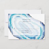 Blue Watercolor Geodes Wedding RSVP (Vorderseite)