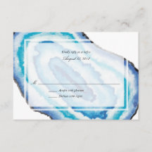 Blue Watercolor Geodes Wedding RSVP