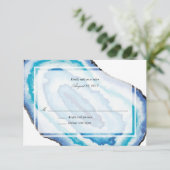 Blue Watercolor Geodes Wedding RSVP Karte (Stehend Vorderseite)