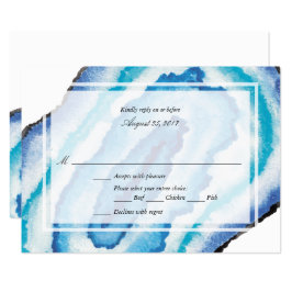Blue Watercolor Geodes Wedding RSVP Karte