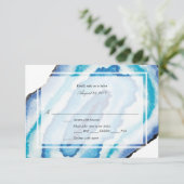 Blue Watercolor Geodes Wedding RSVP Karte (Stehend Vorderseite)