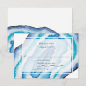 Blue Watercolor Geodes Wedding RSVP Karte (Vorne/Hinten)