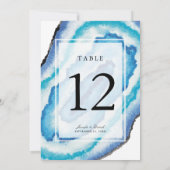 Blue Watercolor Geodes Wedding Tischnummer (Rückseite)