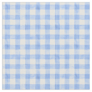 Blue Watercolor Gingham Fabric Stoff