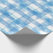 Blue Watercolor Gingham Geschenkpapier (Ecke)
