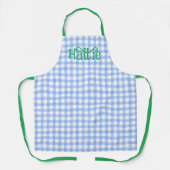Blue Watercolor Gingham Personalisiert Schürze (Vorderseite)