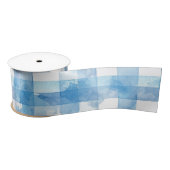 Blue Watercolor Gingham Satinband (Spule)