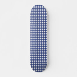 Blue Watercolor Gingham Skateboard