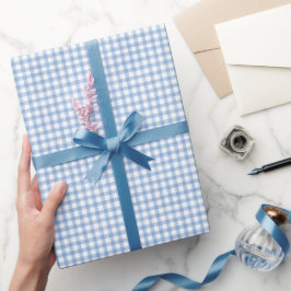 Blue Watercolor Gingham Wrapping Paper Geschenkpapier